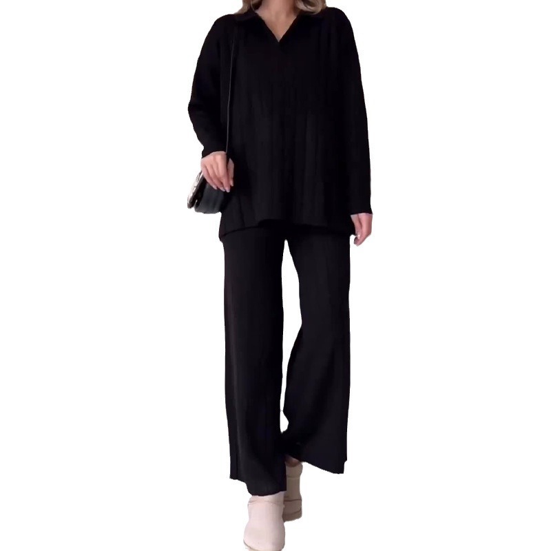 Autumn New Solid Color Line Pattern Slim Lazy Style Suit For Women - Image 2