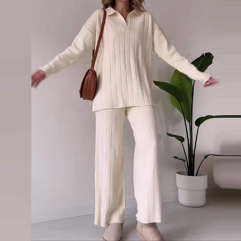 Autumn New Solid Color Line Pattern Slim Lazy Style Suit For Women - Image 4