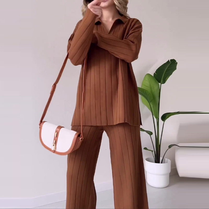 Autumn New Solid Color Line Pattern Slim Lazy Style Suit For Women - Image 5