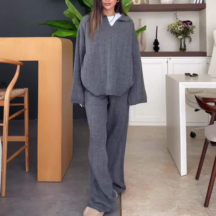 Autumn New Solid Color Line Pattern Slim Lazy Style Suit For Women - Image 7