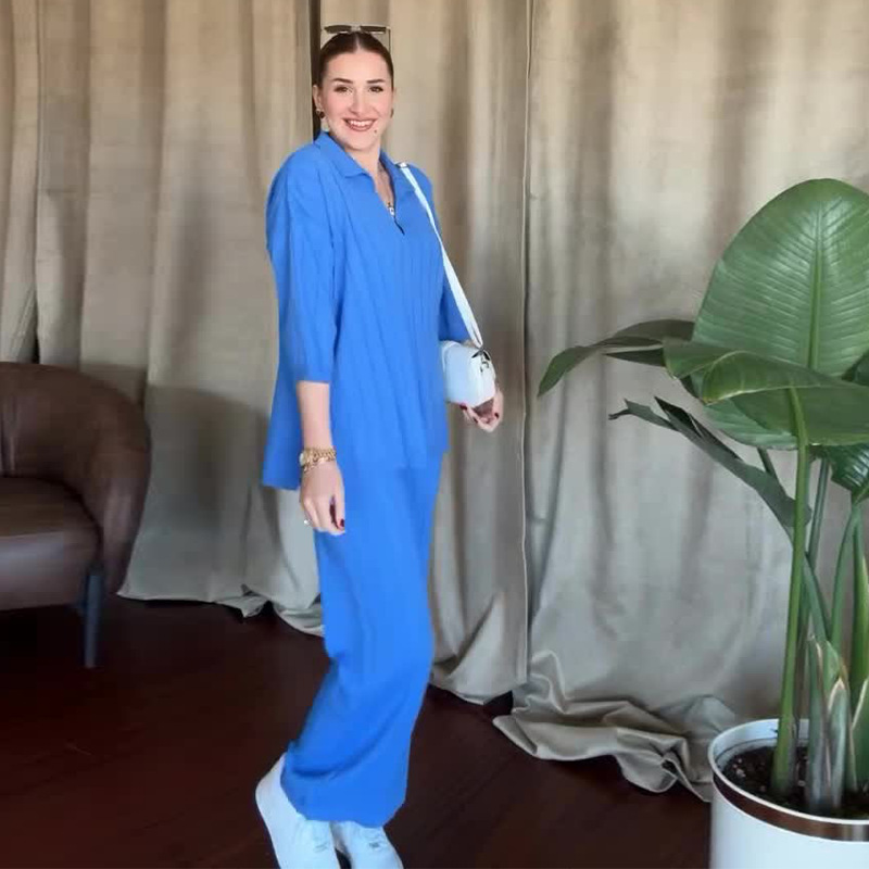 Autumn New Solid Color Line Pattern Slim Lazy Style Suit For Women - Image 10