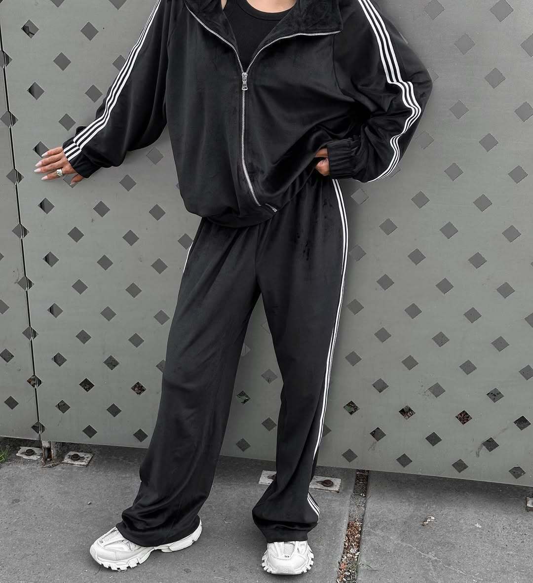 Women's Casual Hooded Jacket Loose Color-block Striped Pants Two-piece Set - Image 6