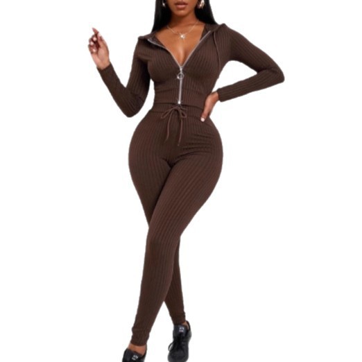 Women's Solid-color Casual Sporty Cropped Top And Pants Set - Image 5