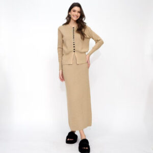 Women's Solid-color Casual Cardigan And Skirt Setsoft And Gentle All-in-one Outfit