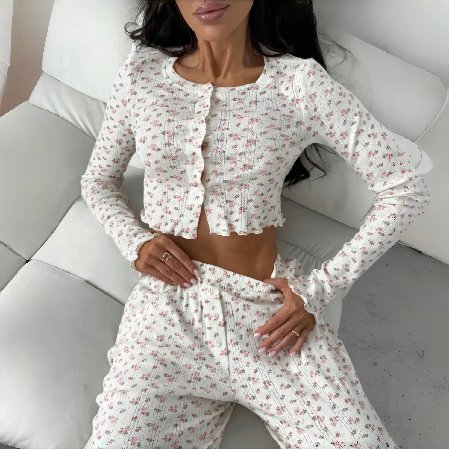 Women's Casual Printed Long-sleeve Top And Pants Set - Image 2