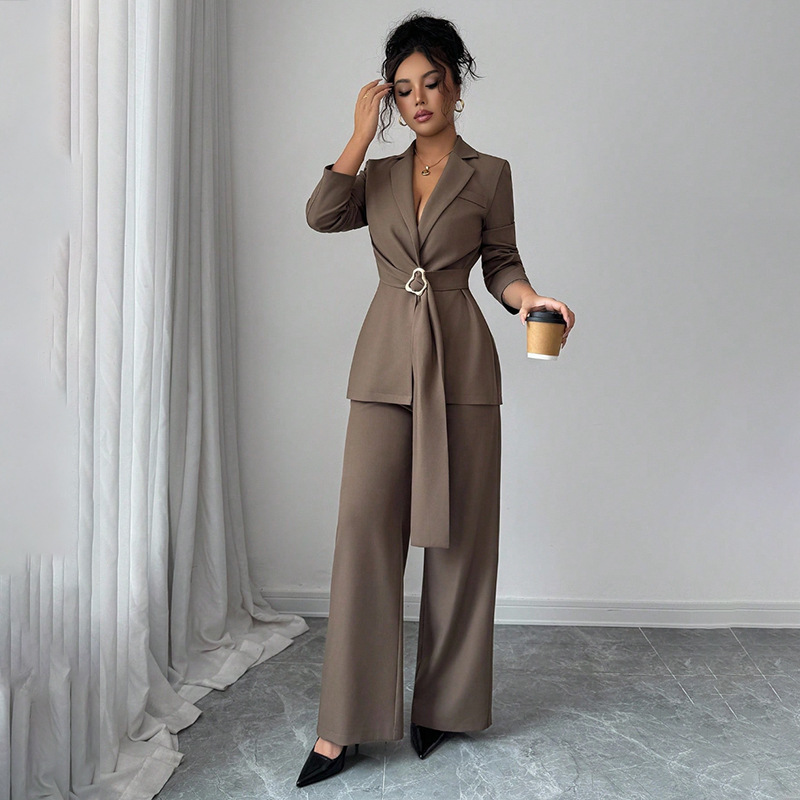 New-style Suit Lace-up, Waist-cinching, Tailored Jacket And Pants Set - Image 3