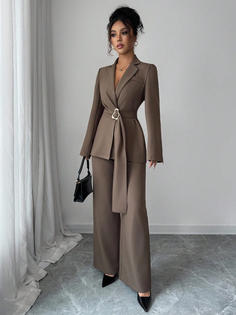 New-style Suit Lace-up, Waist-cinching, Tailored Jacket And Pants Set - Image 6