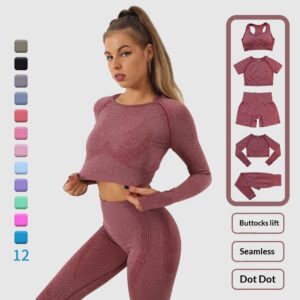 Women's Fashion Dot Fitness Yoga Outfit Five-Piece Set