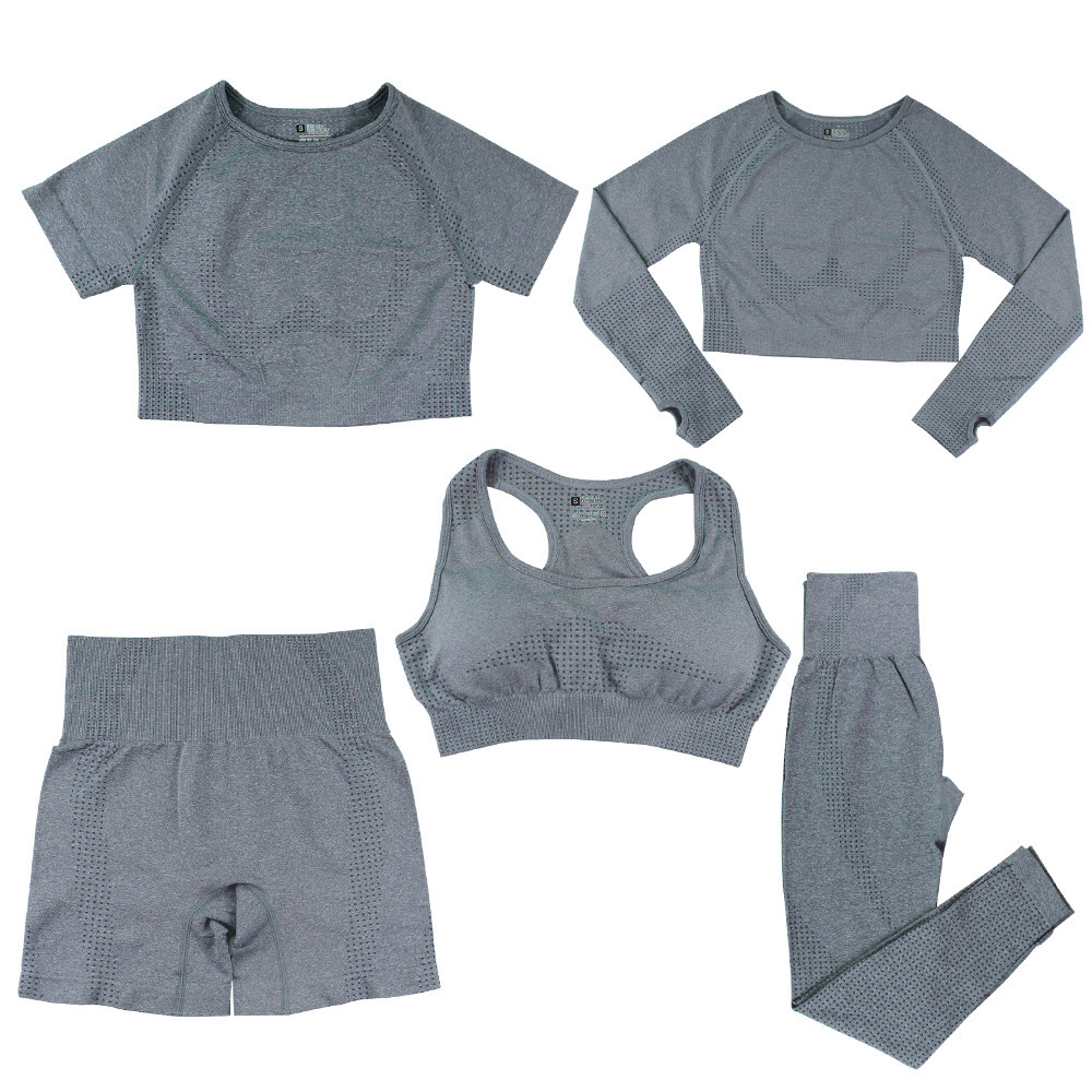 Women's Fashion Dot Fitness Yoga Outfit Five-Piece Set - Image 4
