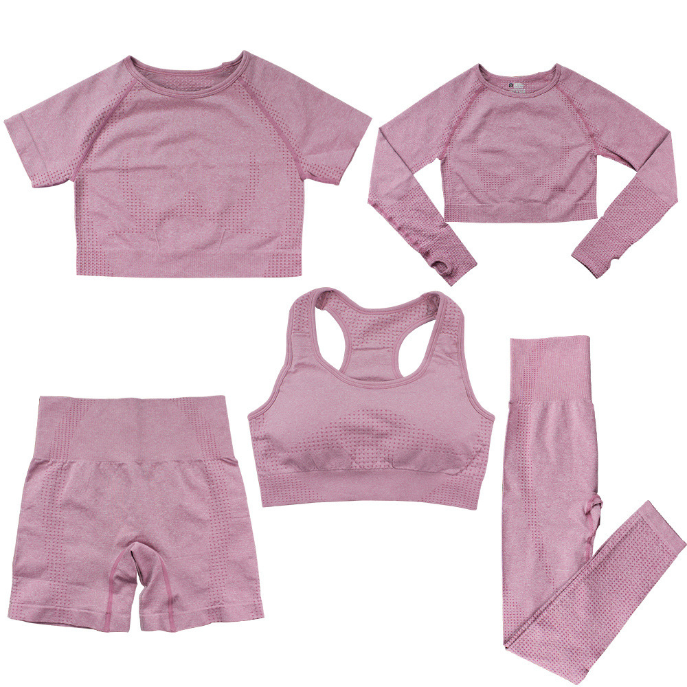 Women's Fashion Dot Fitness Yoga Outfit Five-Piece Set - Image 6