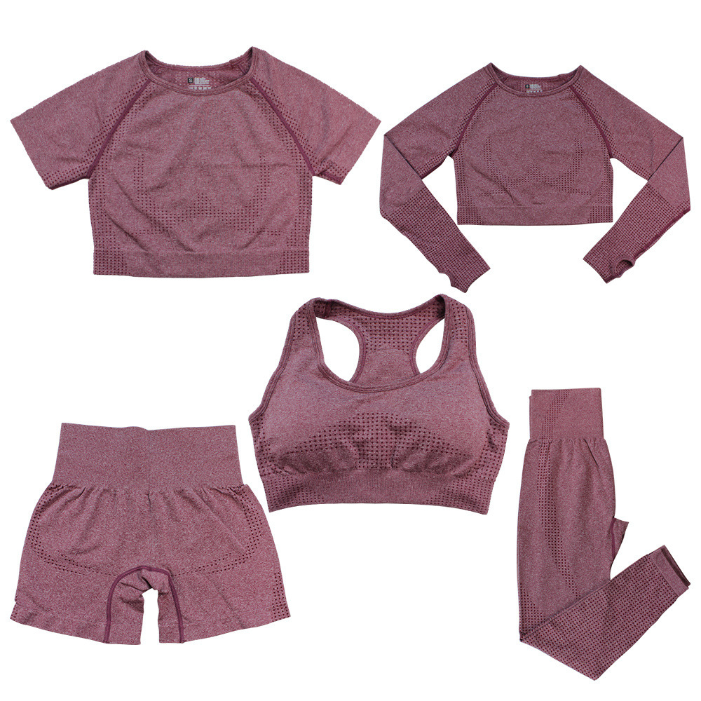 Women's Fashion Dot Fitness Yoga Outfit Five-Piece Set - Image 7