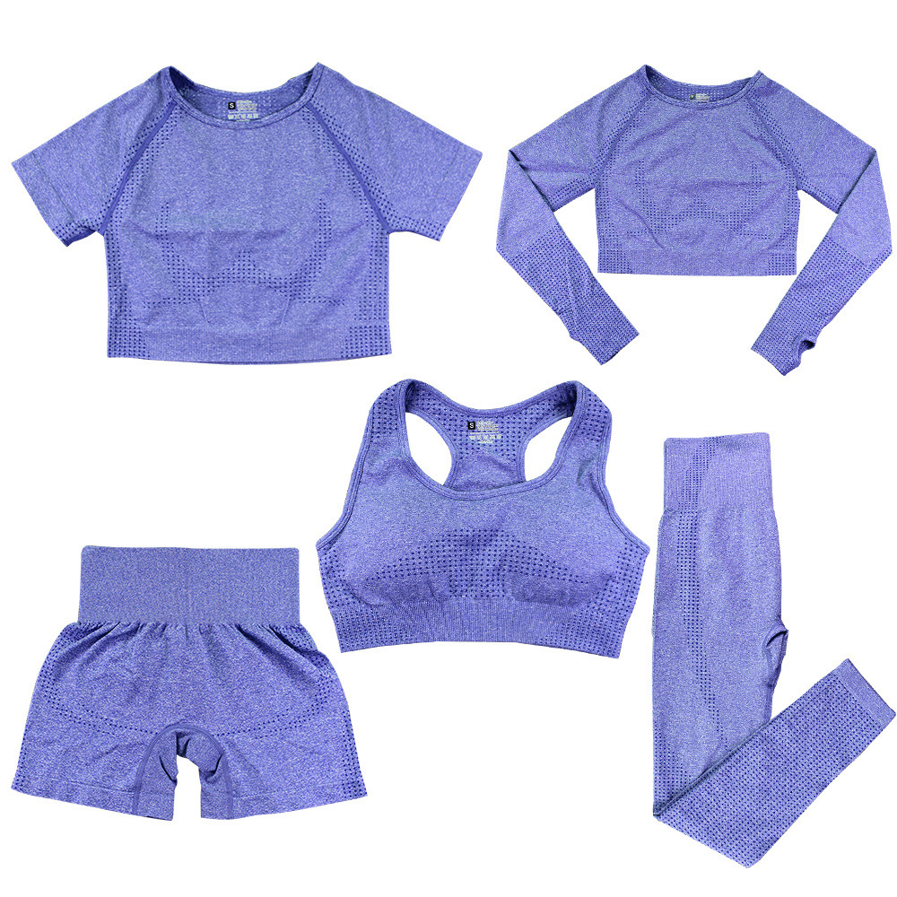 Women's Fashion Dot Fitness Yoga Outfit Five-Piece Set - Image 9