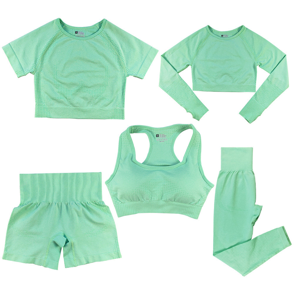 Women's Fashion Dot Fitness Yoga Outfit Five-Piece Set - Image 10