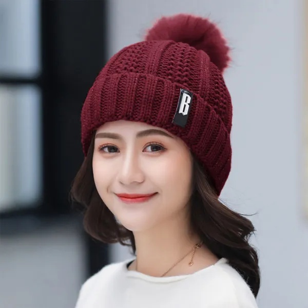 Winter Beanie Hat Scarf Set Women Warm Knitting Skull Cap - Image 3