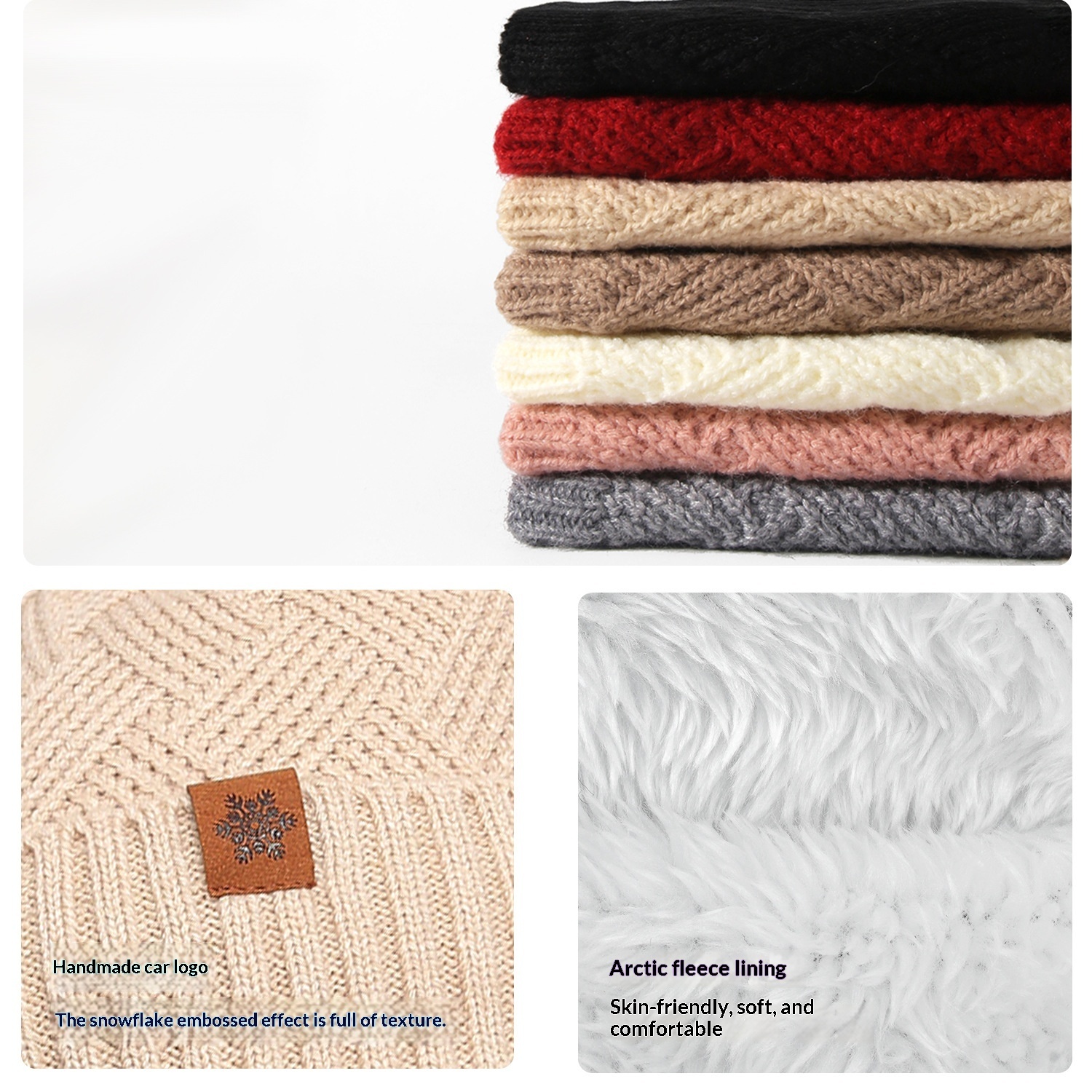 Ladies' Knitted Outdoor Warm Knitted Hat Scarf And Gloves Three-Piece Set - Image 2