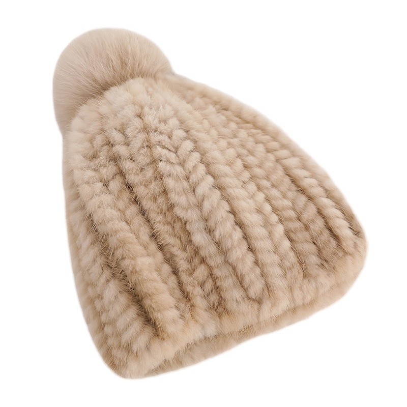 Ladies Mink Fur Hat Thickened Wool - Image 5