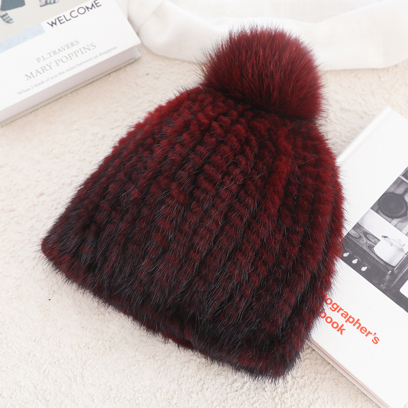 Ladies Mink Fur Hat Thickened Wool - Image 7