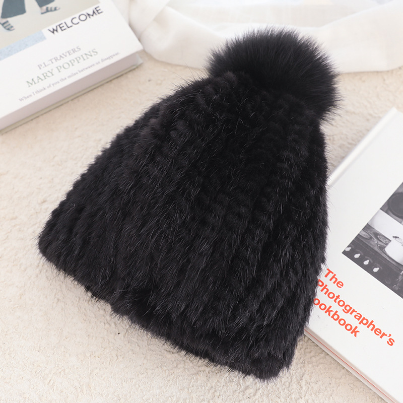 Ladies Mink Fur Hat Thickened Wool - Image 8