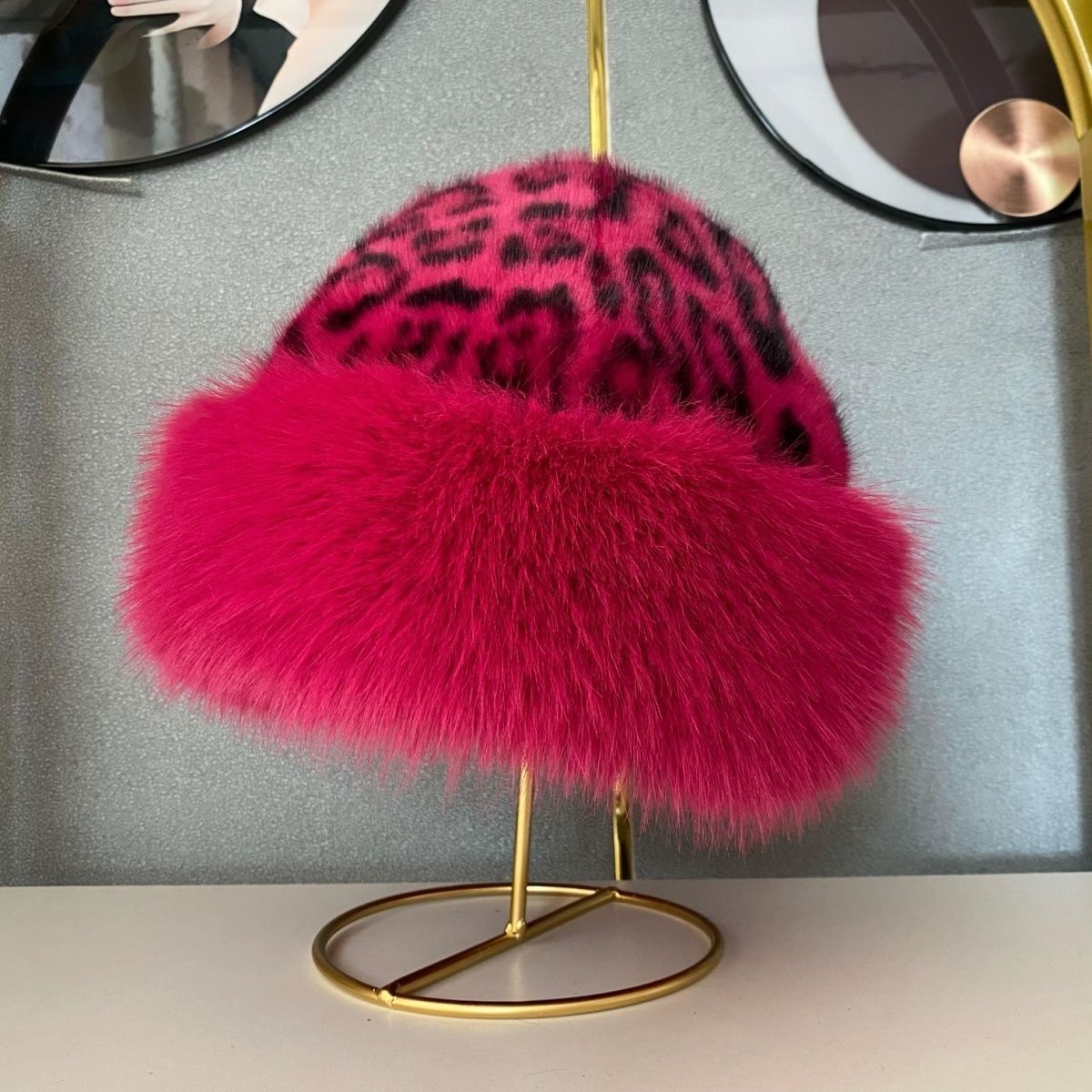 Leopard Print Mongolian Winter Fluffy Hat For Cold Weather - Image 6
