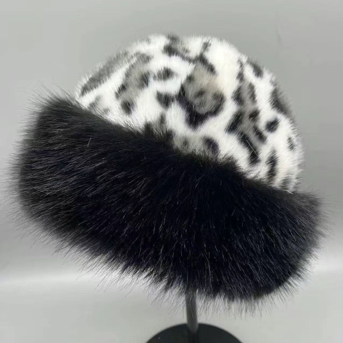 Leopard Print Mongolian Winter Fluffy Hat For Cold Weather - Image 8