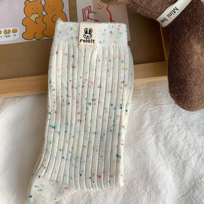 Maillard Retro Long Solid Color NEPs Yarn Pile Style Cotton Sock - Image 5