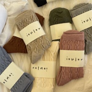 Wool Socks Hemp Pattern Bunching Socks Women