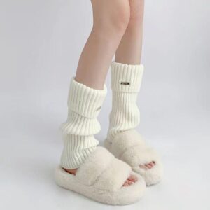 Fashion White Knitted Fabric Female Leg Warmer