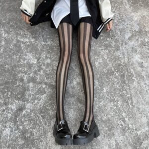 Women's Fashion Stitching Black Thin Pantyhose