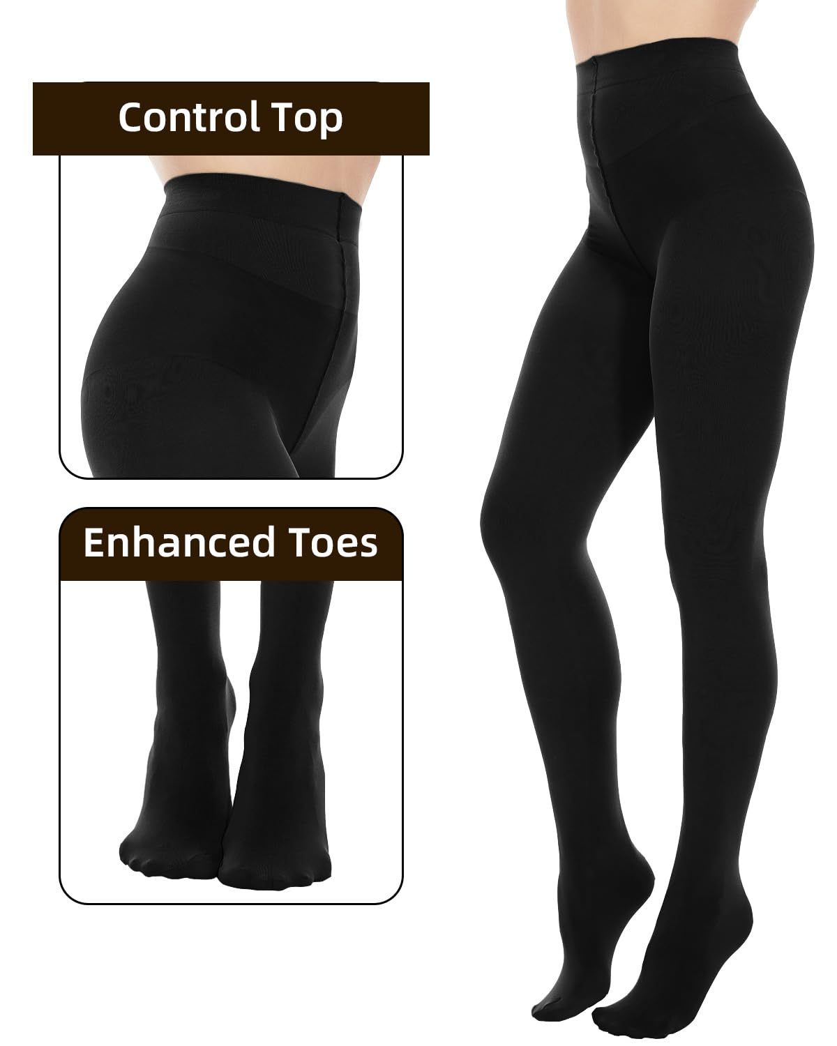 2pack 80d Opaque Black Tights For Women - Image 2