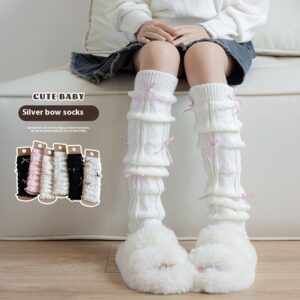 Children's Foot Sock Female Autumn And Winter Bow Pile Style Leg Warmer