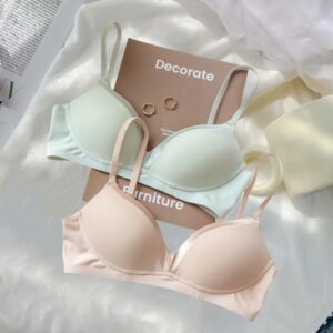 Satin Stitching French Sexy Triangle Cup Micro Push Up Without Steel Ring