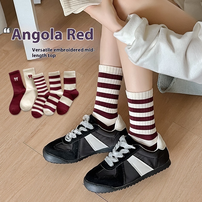 Korean Style Good-looking Sweat-absorbent Angola Red Socks - Image 2