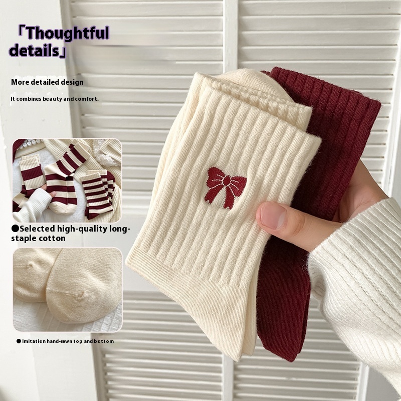 Korean Style Good-looking Sweat-absorbent Angola Red Socks - Image 3