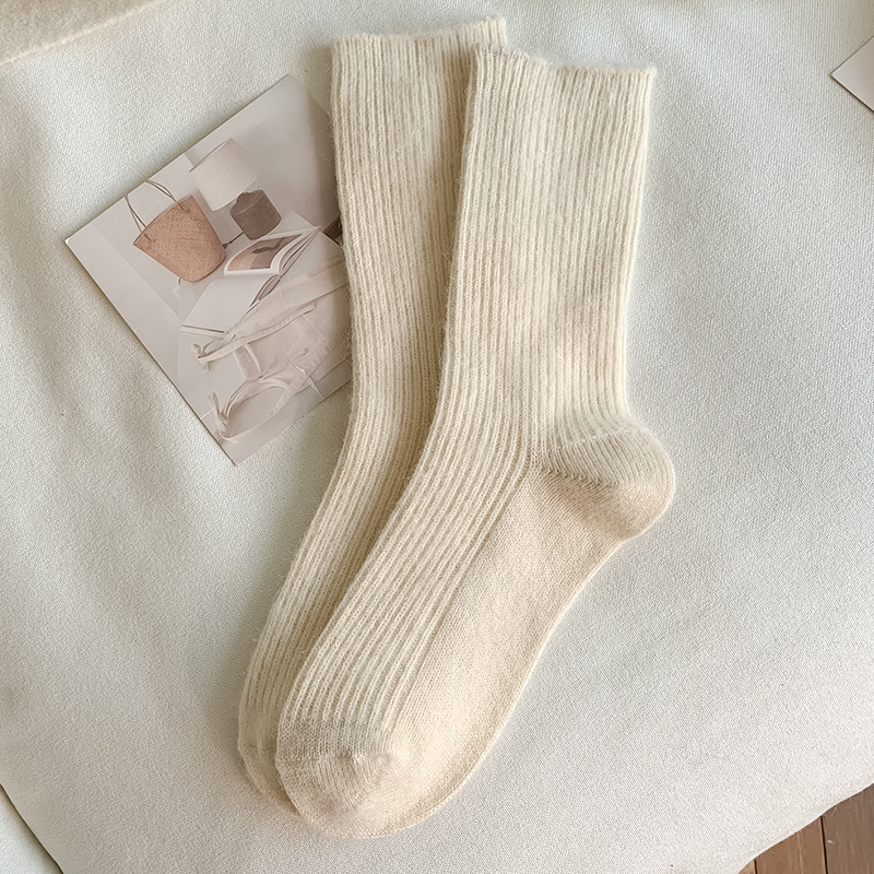 Autumn And Winter Solid Color Wool Socks - Image 6