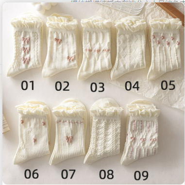 White Lace-trimmed Mid-calf Thin And Cute Japanese-style School Stockings - Image 7