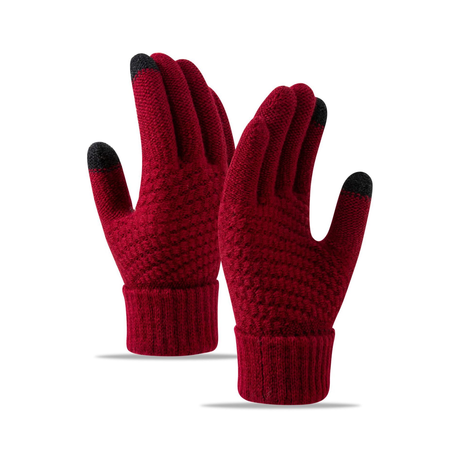 Fleece-lined Wind-proof And Cold Protection Cycling Knitted Warm Gloves - Image 9