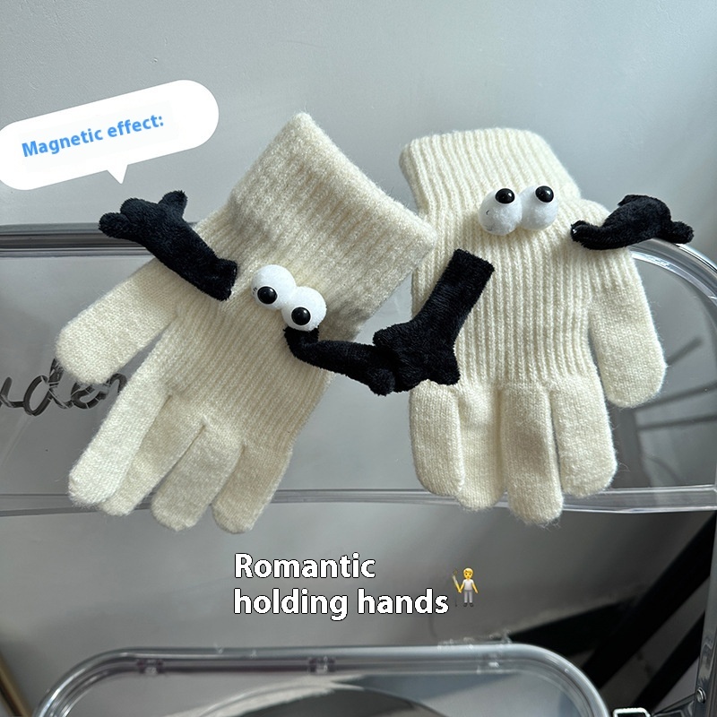 Couple Magnetic Warm Gloves Cute Doll Hand Gloves - Image 6