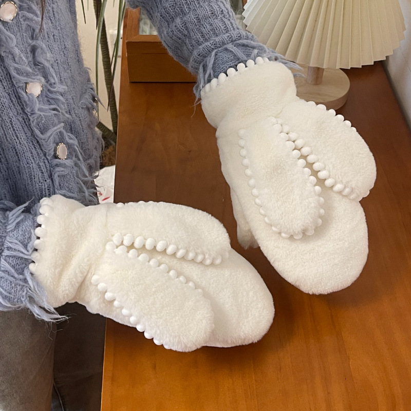 Simple Short Plush Warm Gloves For Women Winter - Image 3