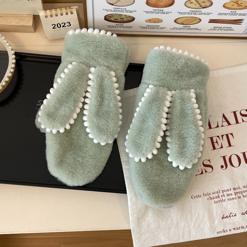 Simple Short Plush Warm Gloves For Women Winter - Image 5