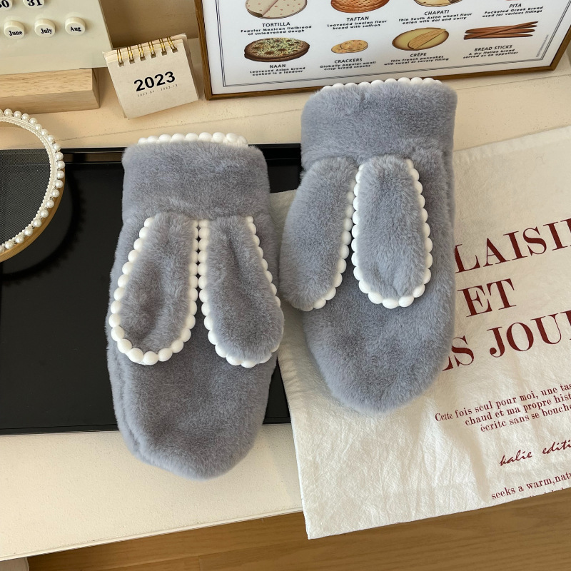 Simple Short Plush Warm Gloves For Women Winter - Image 7