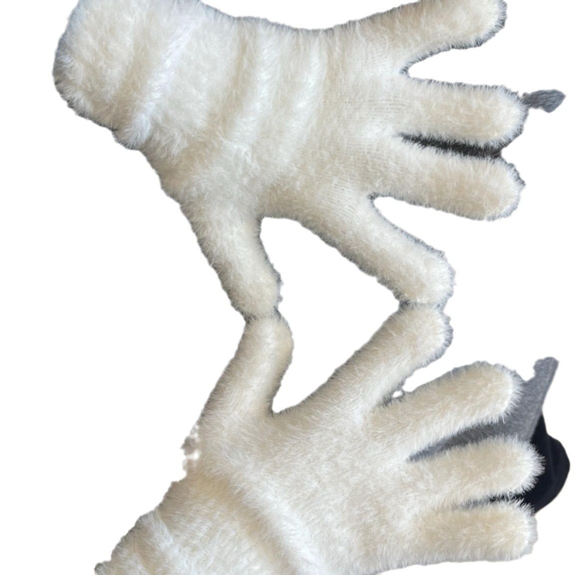 Solid Color Sweet Plush Warm Gloves Cycling Cold Protection - Image 5