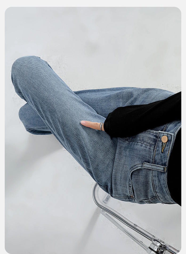 Burr Straight Ankle-length Pants Small Stretchy High Waist Slimming Commuter - Image 4