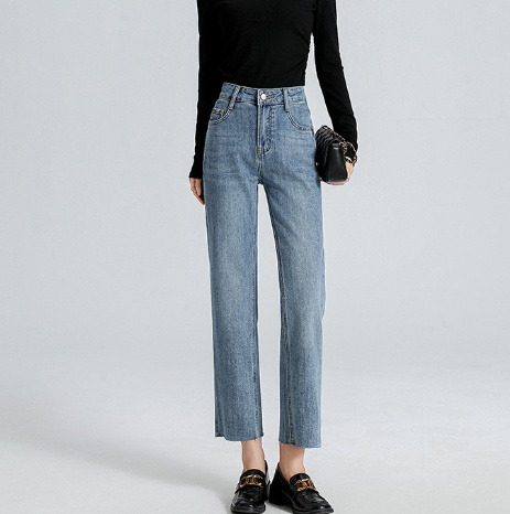 Burr Straight Ankle-length Pants Small Stretchy High Waist Slimming Commuter - Image 6