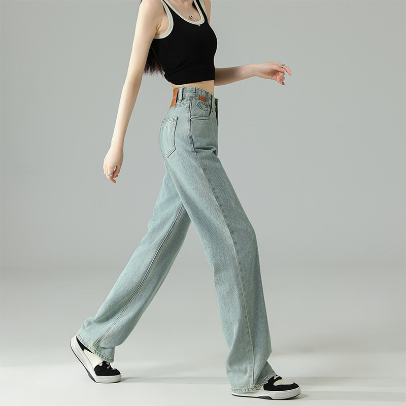 Cropped Trousers Embroidered Wide-leg Jeans - Image 3