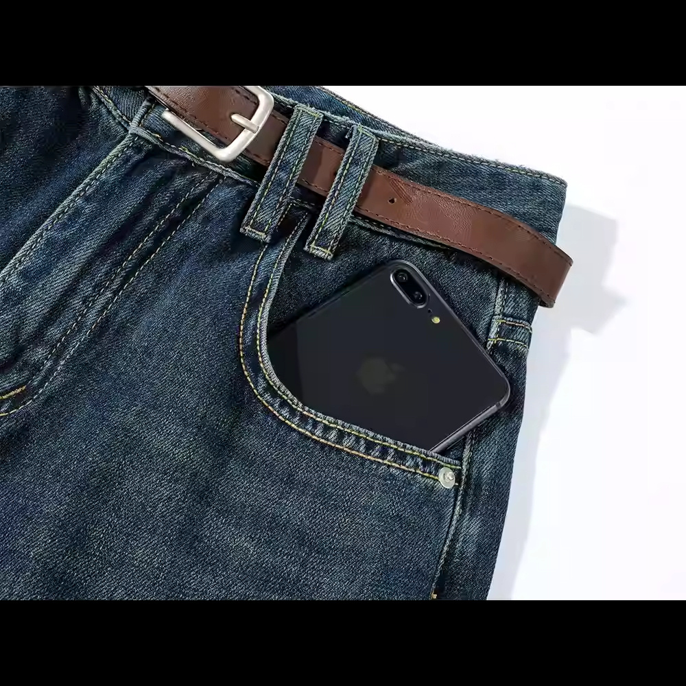 Straight Loose Wide Leg High Waist Dark Jeans - Image 4