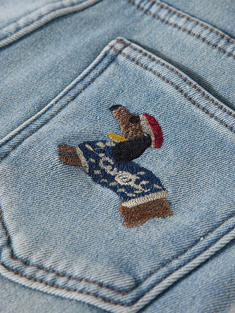 High Waist Slimming Loose Straight Fleece-lined Padded Wide Leg Jeans - Image 4