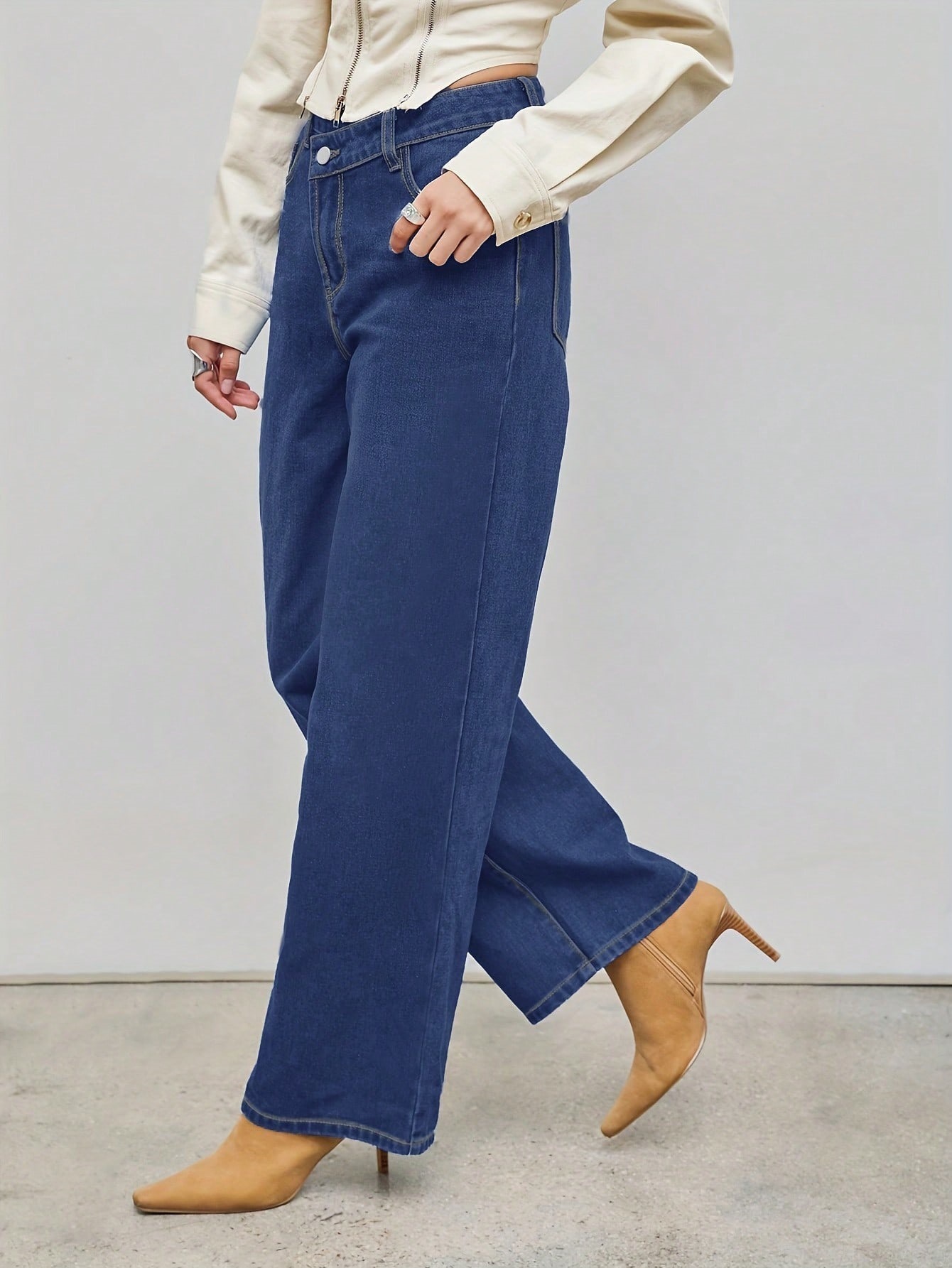 Autumn Leisure Straight Loose Diagonal Jeans - Image 2