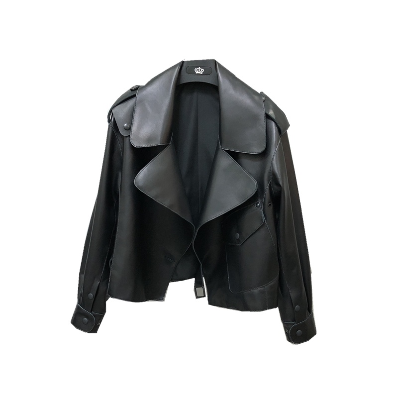 Women's Short Loose Small Leather Jacket - Image 2