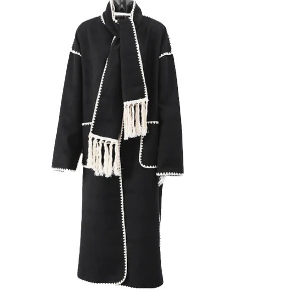 Women's Fashion Woolen Coat Tassel Lace Long - Image 3