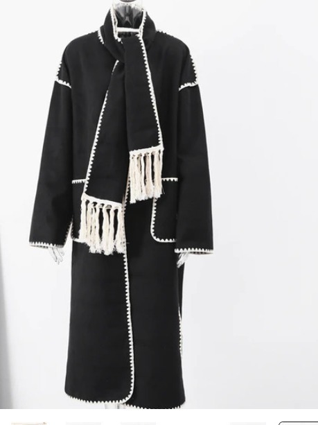 Women's Fashion Woolen Coat Tassel Lace Long - Image 5